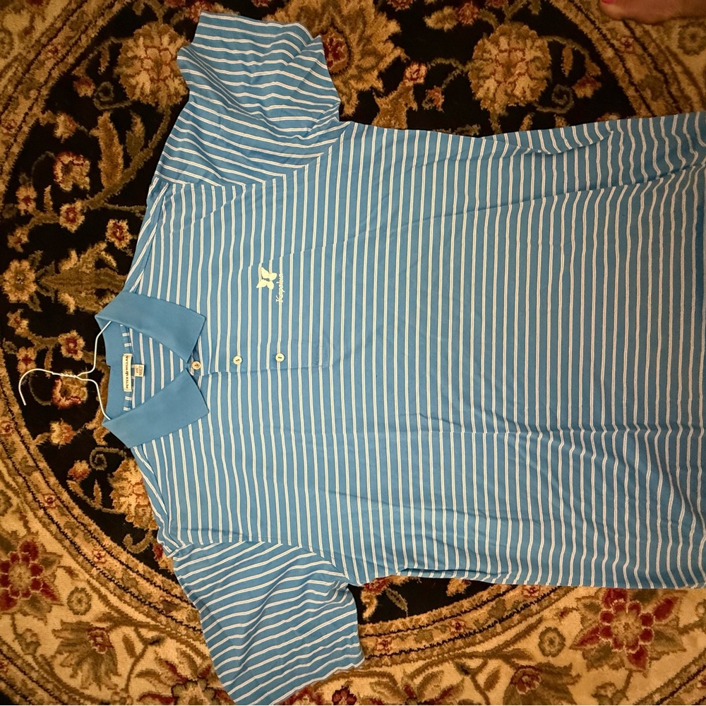 Peter Millar Blue Striped Polo Shirt